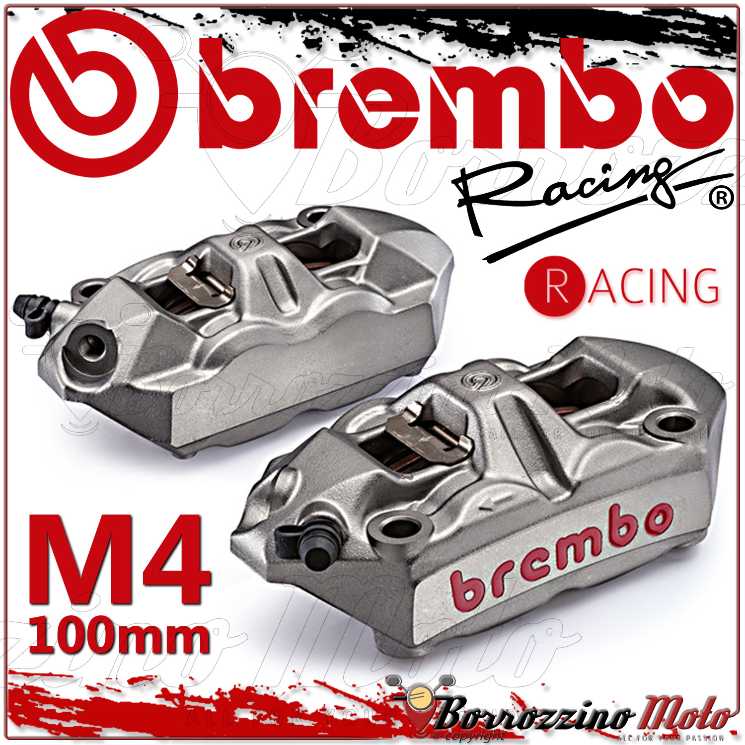 BREMBO RACING FRONT BRAKE CALIPERS M4 100mm MONOBLOCK RADIAL P4 34 ...